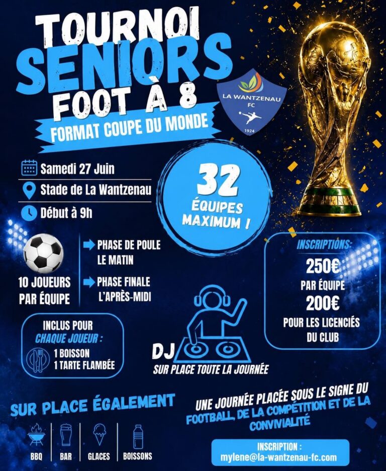 Tournoi Seniors 2026 : rendez-vous le 27 juin à La Wantzenau !